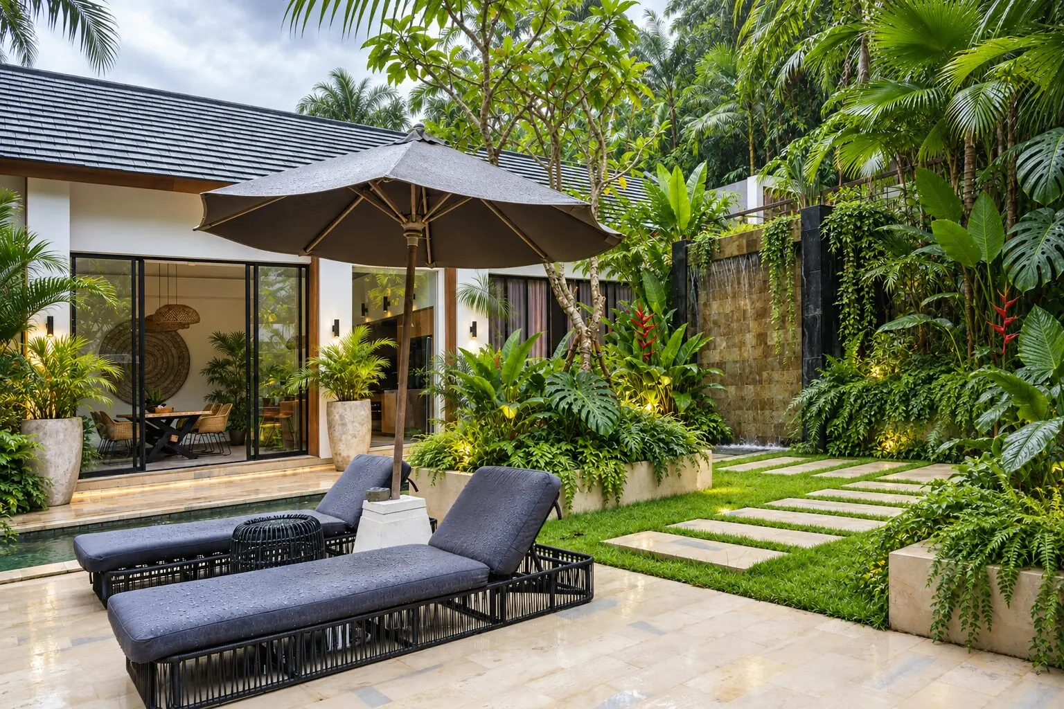 Lush greenery and a peaceful outdoor space